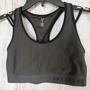 Under Armour Grey and Black Racerback Strappy Sports Bra with Logo Band